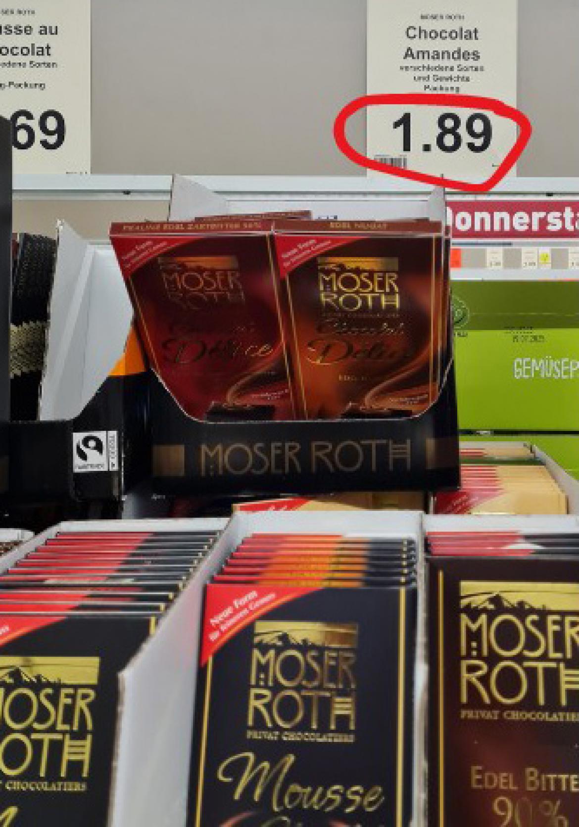 Mogelpackung: Aldi Falsches Preisschild für Chocolat Amandes