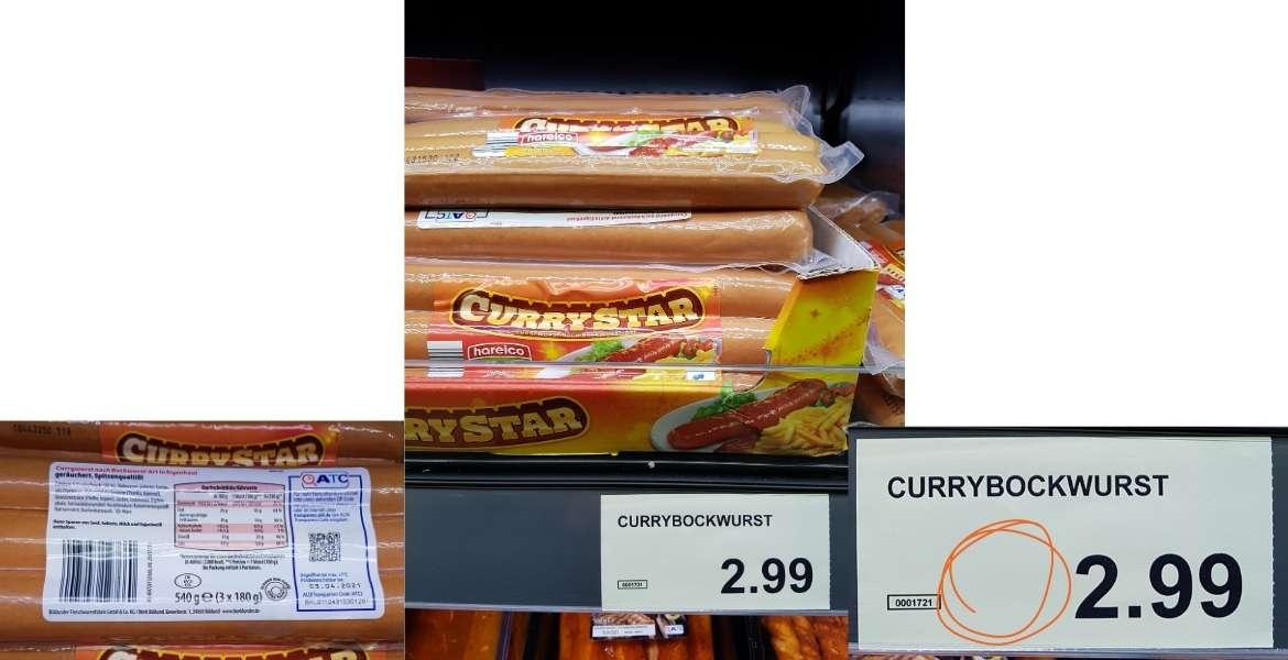 Grundpreis: Currywurst bei Aldi Nord (2021)
