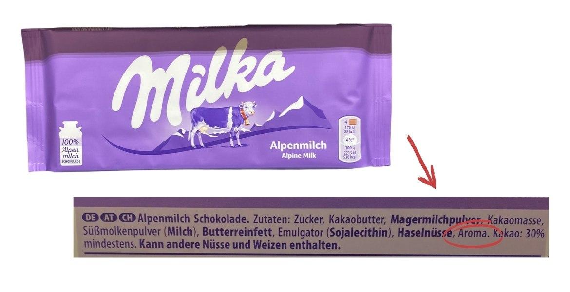Lebensmittel mit Aroma: Milka Schokolade Alpenmilch (2021)