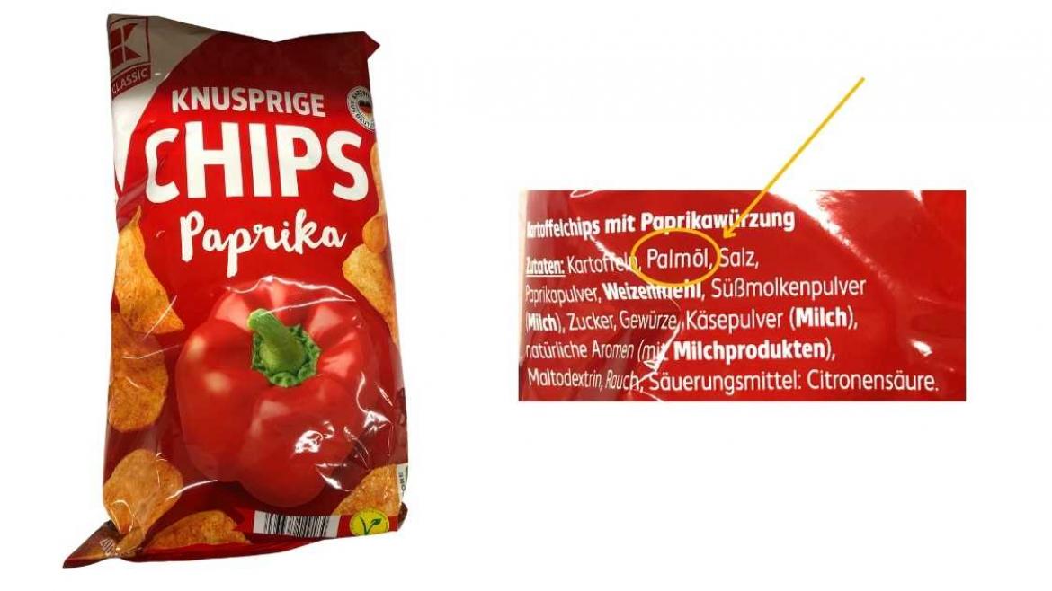 Ölwechsel: Foto von Produkt K Klassic Knusprige Chips Paprika mit Palmöl (2023)