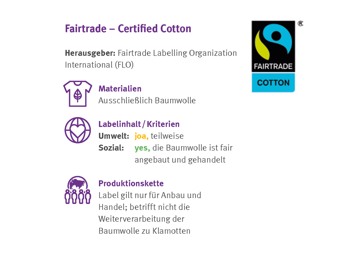 Kleidung: Siegel Fairtrade - Einschätzung der Verbraucherzentrale Hamburg