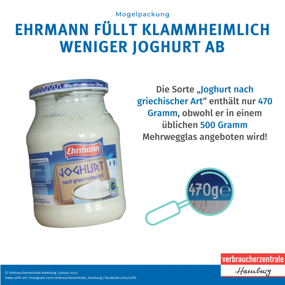 Mogelpackung: Ehrmann Joghurt Griechischer Art 470g
