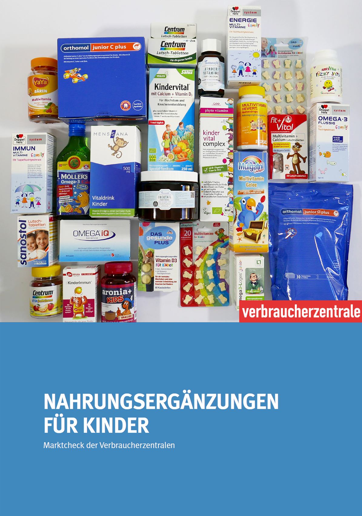Cover des Ergebnisberichts zum Marktcheck zu Nahrungsergänzungsmitteln für Kinder (2018)