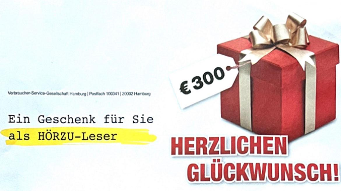 Gewinnspiele: Geschenk-Benachrichtigung in der Zeitschrift Hörzu (2022)