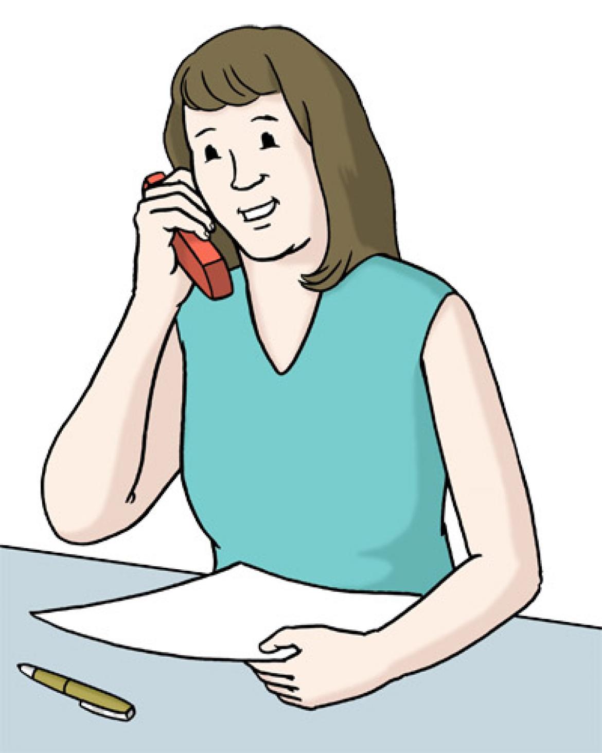 Illustration von Frau am Telefon