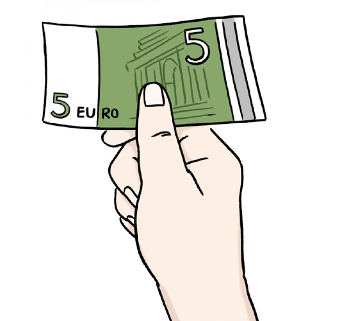Illustration von Hand mit Geldschein