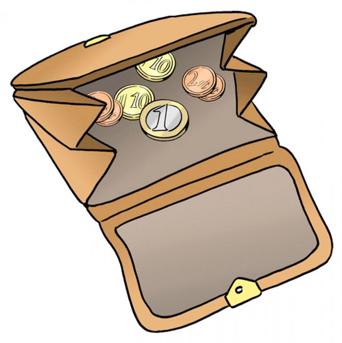 Illustration von Portemonnaie mit Kleingeld / Münzen
