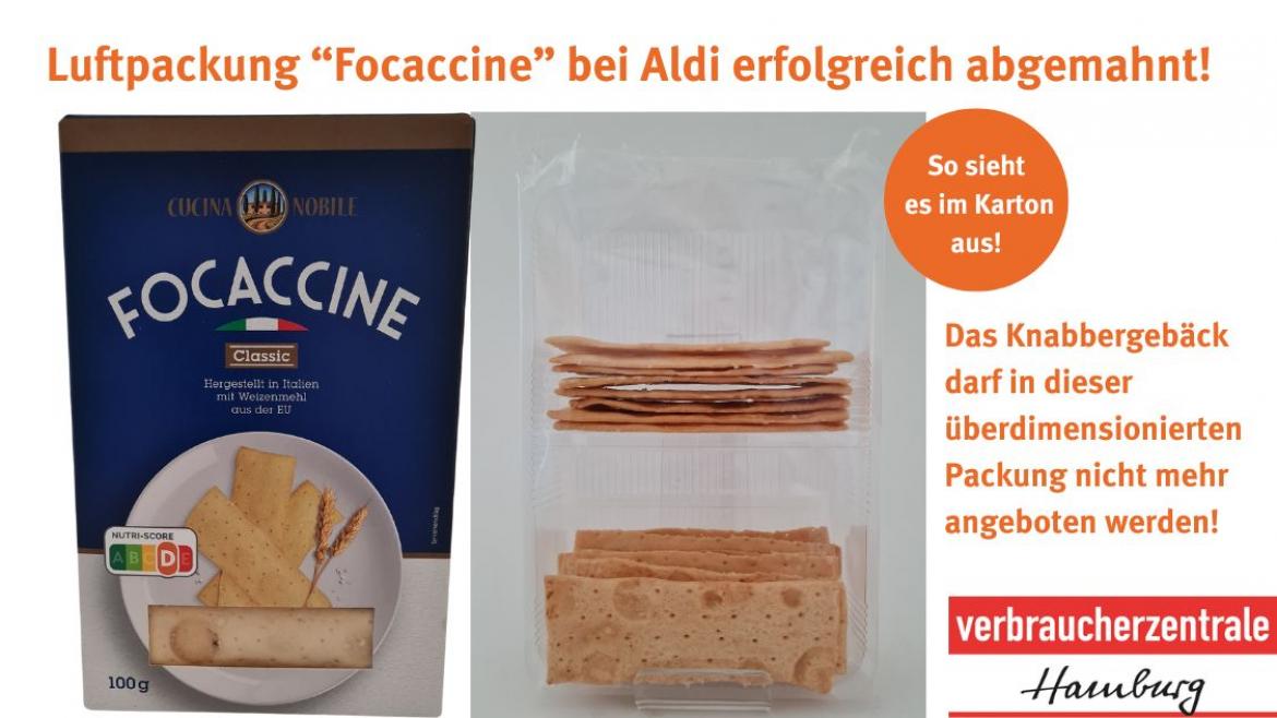 Luftpackung: Focaccine bei Aldi Nord mit viel Luft (November 2023)