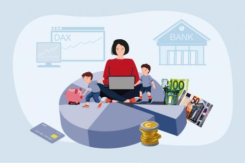 Familien: Illustration zum Thema Geld und Konto (2024)