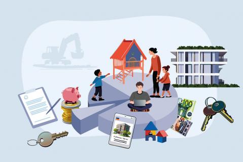 Familien: Illustration zum Thema Immobilienkauf (2024)