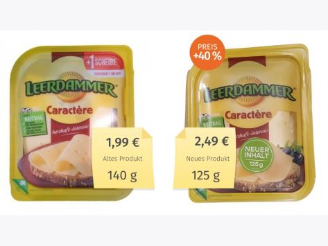 Mogelpackung: Leerdammer Käse Caractère Alt-Neu-Vergleich (2022)