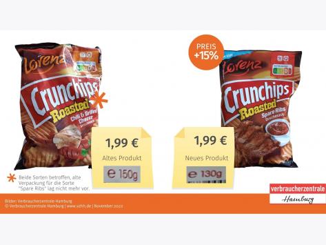 Vergleich alter und neuer Packung von Crunchips Roasted