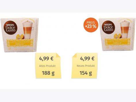 Mogelpackung: Dolce Gusto® Latte Macchiato Vanilla Kaffeekapseln (2020) Alt-Neu-Vergleich