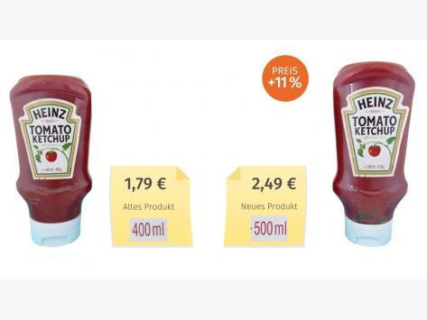 Mogelpackung: Heinz Tomato Ketchup (2019) Alt-Neu-Vergleich