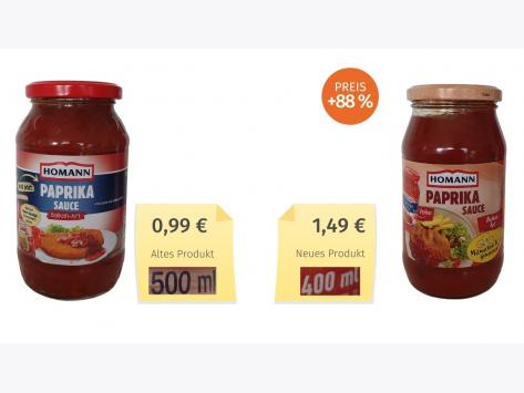 Mogelpackung: Homann Paprika Sauce (2021) Alt-Neu-Vergleich 