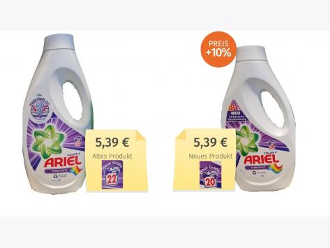 Mogelpackung: Ariel Color Waschmittel (2022) Alt-Neu-Vergleich