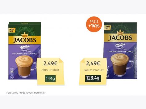 Jacobs Typ Cappuccino Typ Choco (2023) Alt-Neu-Vergleich
